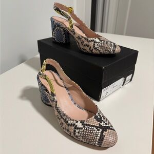 J. Crew Multicolor Snakeskin Slingback Heels